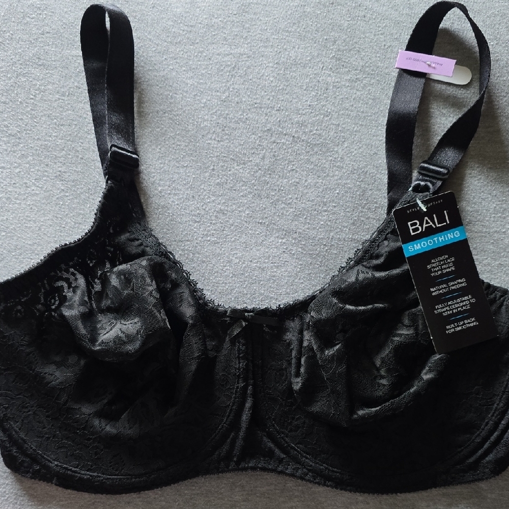 Bali Black Full Coverage Bra with Underwire Support